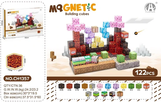 Magnetinių kubelių rinkinys 122 vnt