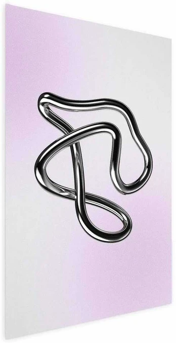 Artgeist Plakatas - Sidabrinis Intricacies - fluid metallic figure on a gradient background
