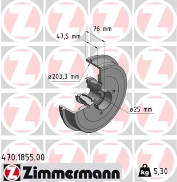 Stabdžių būgnas ZIMMERMANN 470.1855.00