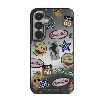 Open Late - Samsung Galaxy S25 Case, Elite Mirror Dark (Magnetic) / Silver