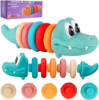 Malplay Minkštų kaladėlių bokštas Krokodilas, 23cm