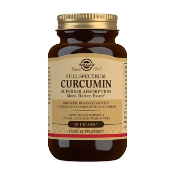 SOLGAR FULL SPECTRUM CURCUMIN maisto papildas, 30 minkštųjų kapsulių