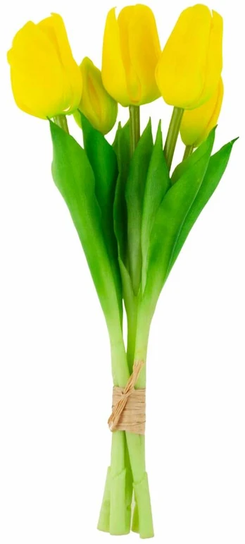 Dirbtinių gėlių puokštė, geltona/žalia, 30 cm