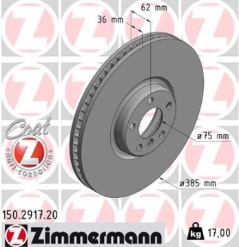 Stabdžių diskas ZIMMERMANN 150.2917.20