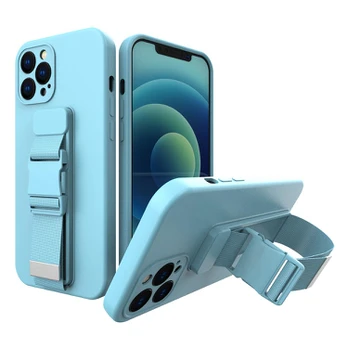 Dėklas su dirželiu Rope case gel TPU iPhone XR Mėlynas