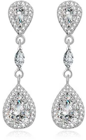 Beneto Beautiful sidabrinis earrings with zircons AGUP864L