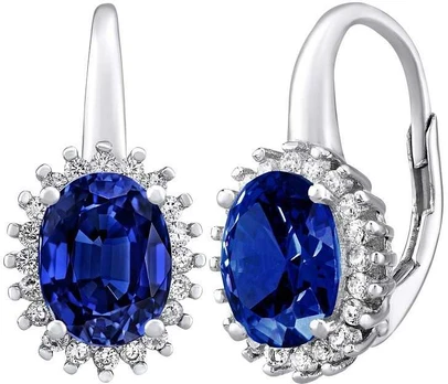 Silvego Sidabrinis DHARMA earrings with mėlynas sapphire LPS0588DB
