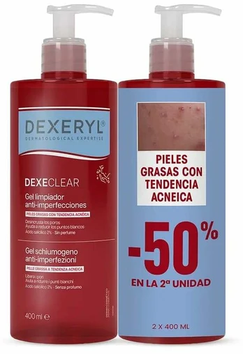 Dexeryl DEXECLEAR anti-blemish cleansing gel pack 2 x 400 ml