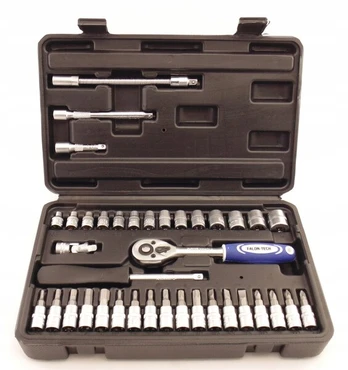 Galvučių rinkinys su terkšle 1/4(6.3 mm) 38vnt.