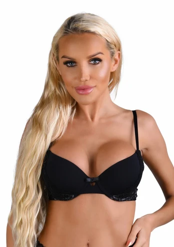 Push-up Bra with Lace Racerback, Adjustable Straps, Black - Model 8713221825674