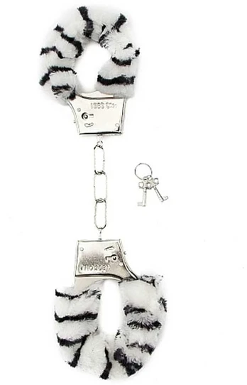 Shots Ouch! Plush Metal Handcuffs with Quick Release - Juodas, Adjustable Fit