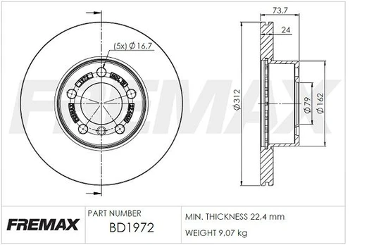 Stabdžių diskas FREMAX BD-1972