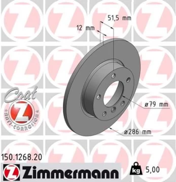 Stabdžių diskas ZIMMERMANN 150.1268.20