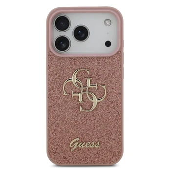 Guess PU Fixed Glitter 4G Metal Logo Case for Apple iPhone 17 Pro