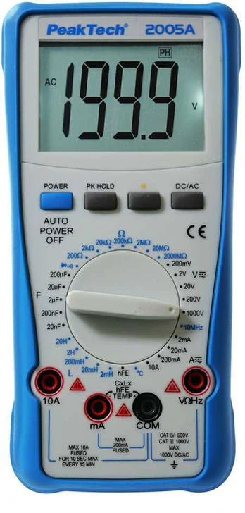 DCV ACV DCA ACA PeakTech 2005A skaitmeninis multimetras
