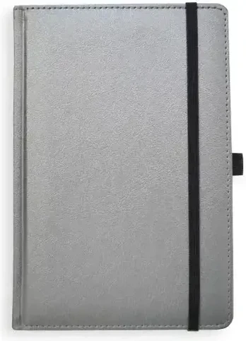 Kalendorius - užrašinė UNIVERSAL BLACK EDITION, PU, A5, be datų, sidabrinė