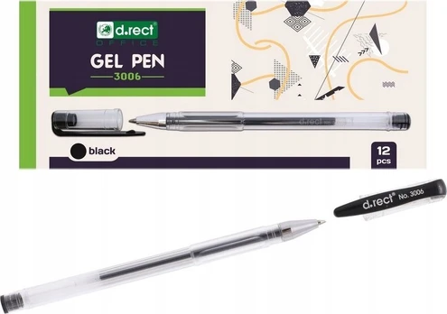 Juodas gelinis rašiklis D.rect, 0.3 mm linija