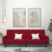 Dvivietė sofa-lova, raudonojo vyno spalvos, aksomas kaina