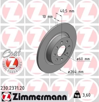 Stabdžių diskas ZIMMERMANN 230.2371.20