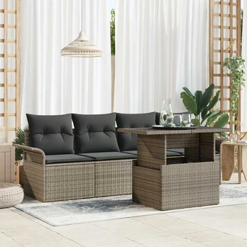 Sodo Sofa Komplektas 4 dalių rinkinys Pilka Ratanas
