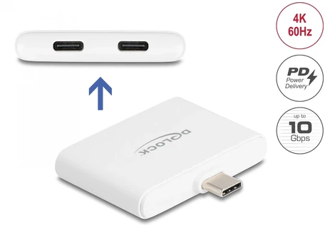 Delock USB Type-C™ Adapteris zu USB-C™ Daten 10 Gbps und Video 4K 60 Hz + USB Type-C™ PD 92 W