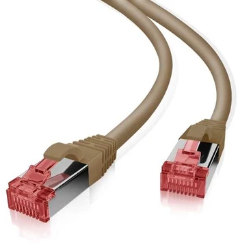 helos Patchkabel Cat 6 S/FTP RJ45 braun 10m AWG27/7 LSZH GHMT