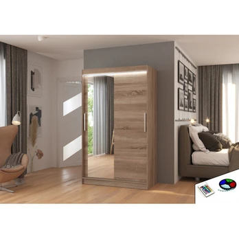 Sliding wardrobe with mirror and lighting LED BARIO 120