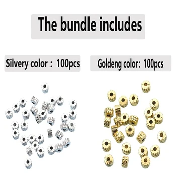 Karoliukai, Silvery 100pcs + Golden 100pcs