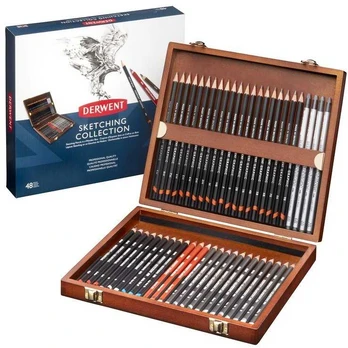 Derwent Sketching Collection wooden box 48 dele
