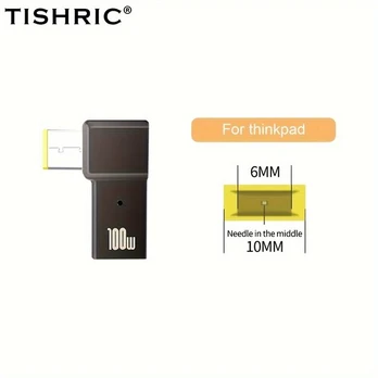 TISHRIC 100W PD Greitas įkrovimas USB-C į DC adapteris, DC skirta „Thinkpad“.