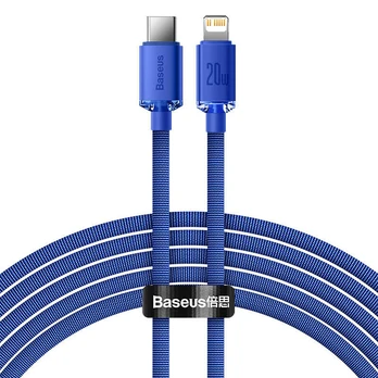 Baseus Crystal Shine kabelis USB-C prie Lightning, 20W, PD, 2m (mėlynas)