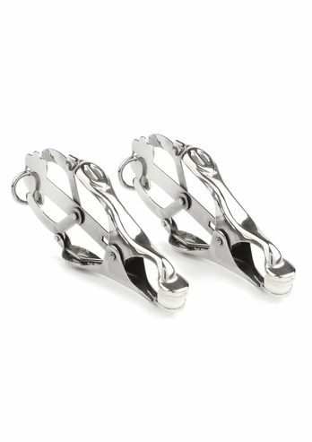 Mr. Steel Squeezer Adjustable Nipple Clamps with Ring, Stainless Steel