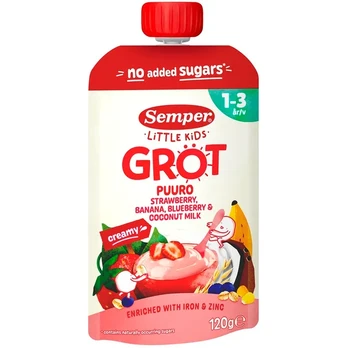 Košė braškių, bananų ir mėlynių SEMPER RTE 12mėn., 120 g