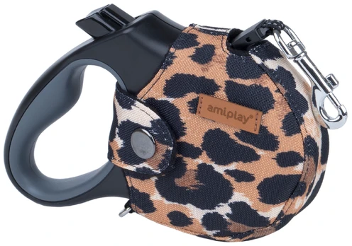 Automatinis pavadėlis Amiplay Safari, smėlio ruda, M 5m