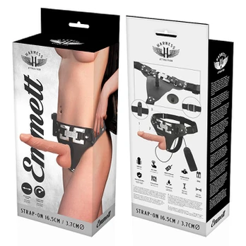 Sekso diržas - dildo HARNESS ATTRACTION EMMETT DELUXE 16,5 x 3,7 cm