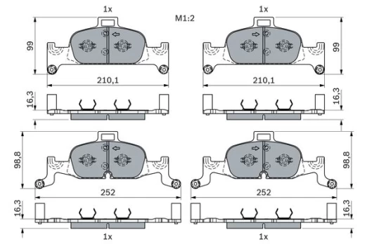 BOSCH 0 986 424 432 Brake pad set