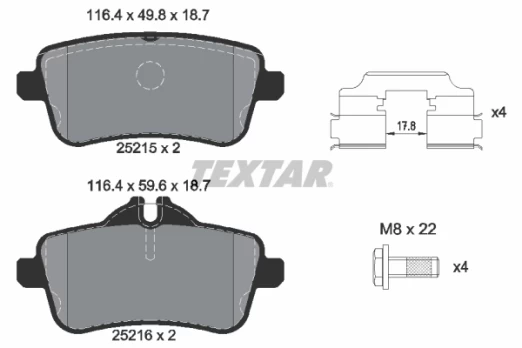 TEXTAR 2521502 Brake pad set