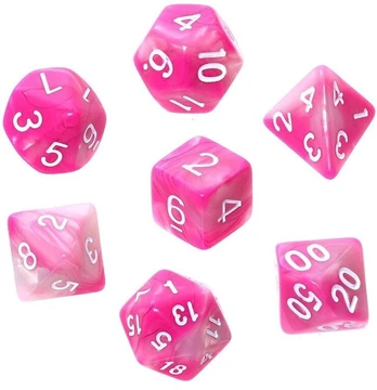 Žaidimo kauliukai Rebel RPG Dice Set - Pink and White