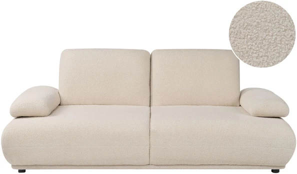 Beliani Trivietė sofa NACKA, buklė audinys, smėlio spalvos