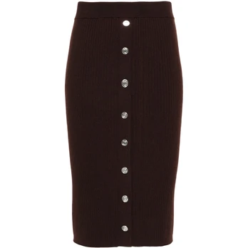 Mini sijonas moterims, Ruda, Ribbed-knit mini skirt