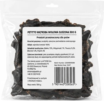PETITTO Wątroba wołowa suszona 500g