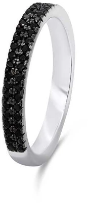 Brilio Silver Brilio Sidabrinis Sparkling sidabrinis ring with juodas zircons RI058W