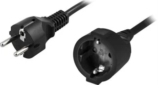 DELTACO grounded extension cable straight CEE 7/7 to straight CEE 7/4 (Schuko), 10m , blackCharacter kaina