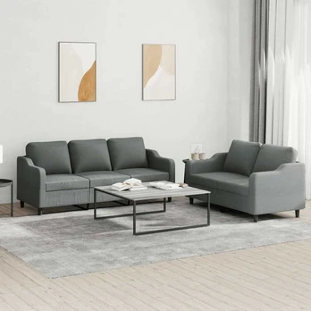 Sofa Sofos komplektas su pagalvėlėmis, 2 dalių, pilkas, audinys