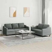 Sofa Sofos komplektas su pagalvėlėmis, 2 dalių, pilkas, audinys kaina