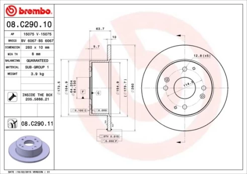 Stabdžių diskas BREMBO 08.C290.11
