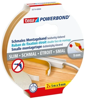 tesa Powerbond Montageband 2x 5m x 9mm schmal