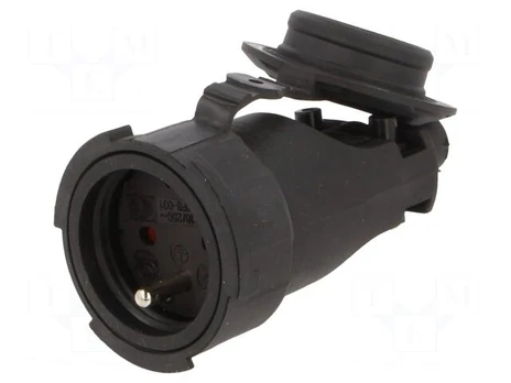 Connector: AC supply | female | socket | 2P+PE | 250VAC | 16A | black