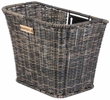Front basket BASIL Bremen Rattan Look FM, dark ruda