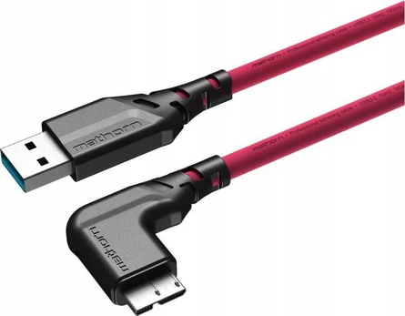 Ednet USB kabelis Mathorn MTC-521M foto kabelis 5m 10Gbps USB A - MicroB 90° Magenta